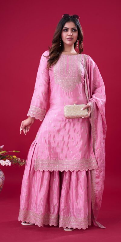 ZF 5006 Pink Color Chinon Silk Sequence Work Salwar Suit Casual, Wedding, Festive, Events . Expected Delivery  4-6 Working Days @2149/- only      | Jump Suits, Salwar suit, Casual Suits, Creative suits, Designer Suits, Palazzo Suits, Party Wear Suits, Patiala Suits, Straight Suits