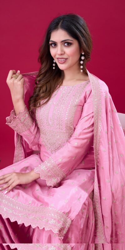 ZF 5006 Pink Color Chinon Silk Sequence Work Salwar Suit Casual, Wedding, Festive, Events . Expected Delivery  4-6 Working Days @2149/- only      | Jump Suits, Salwar suit, Casual Suits, Creative suits, Designer Suits, Palazzo Suits, Party Wear Suits, Patiala Suits, Straight Suits
