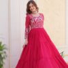 Pink Fox Georgette Sequence Work Gown