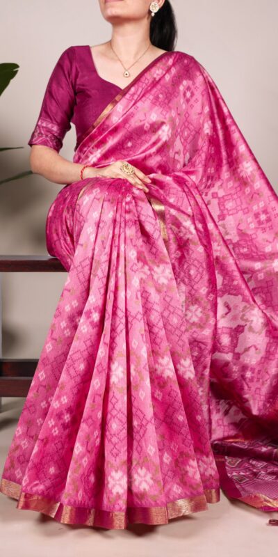 Pink Jacquard Patola Saree