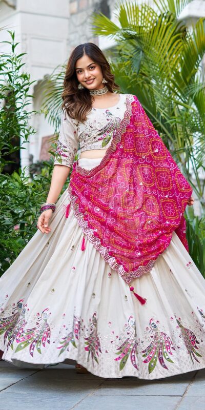 Pink Pure Tissue Silk Embroidery Work Lehenga Choli