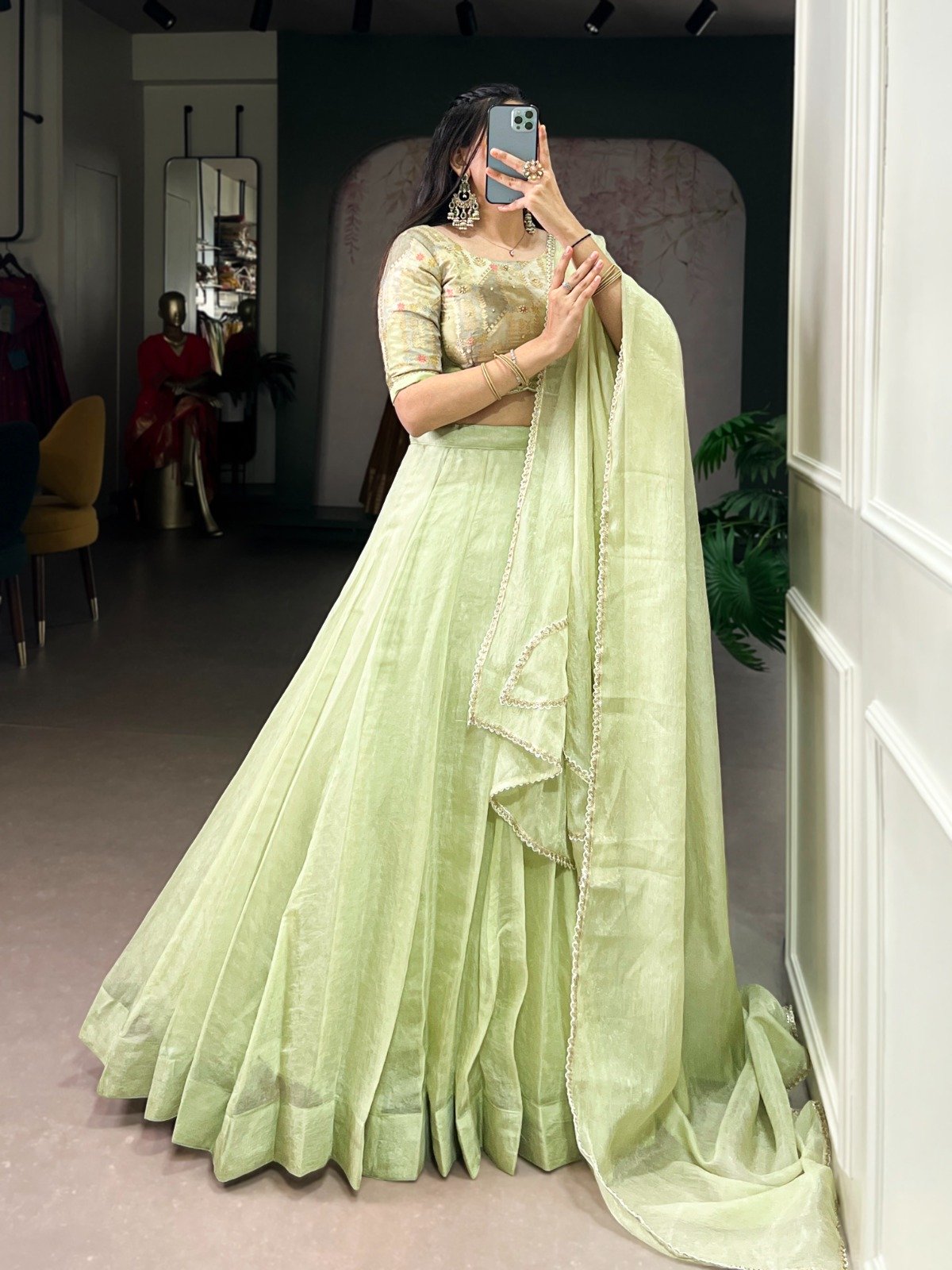 Pista Allen Crush Bead Sequins Work Lehenga Choli - Image 3