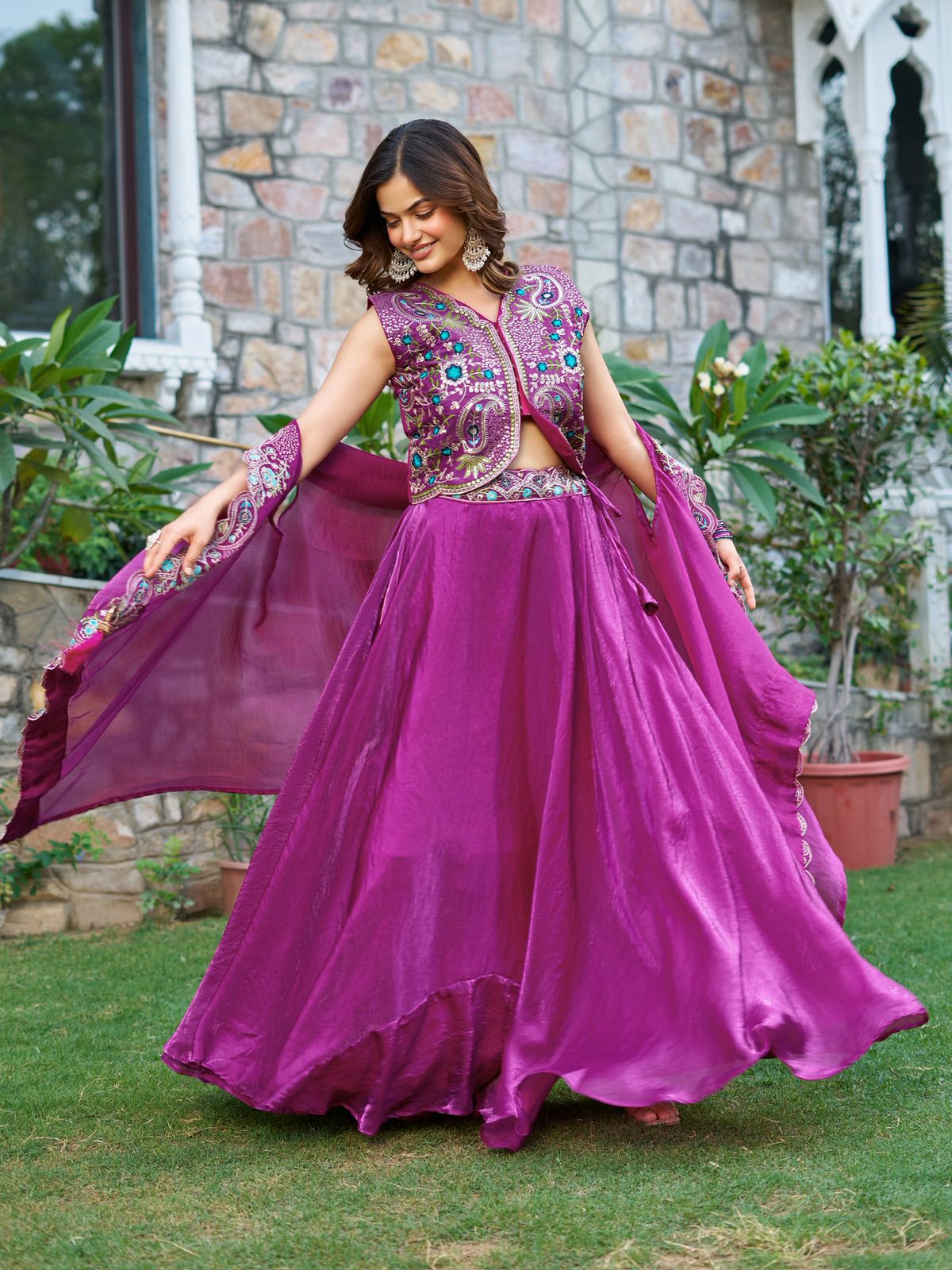 Purple Fendy Silk Embroidery Work Lehenga Choli