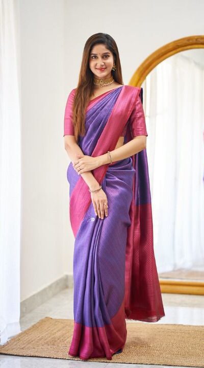 Purple Lichi Silk Jacquard Work Saree