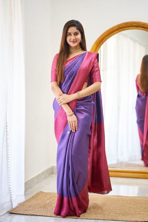 Purple Lichi Silk Jacquard Work Saree