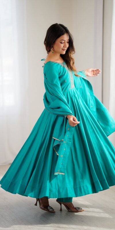 KB 288 Rama in Roman Shimmer Chanderi Silk Embroidery Work & Bead Work Salwar Suit . Grab it for ₹2399. Delivery 4-6 Working Days. Shop now. | Casual Suits, Jump Suits, Tops & Bottoms, Track Suits, Salwar suit, Creative suits, Designer Suits, Palazzo Suits, Party Wear Suits, Patiala Suits, Straight Suits, Trendy Wear
