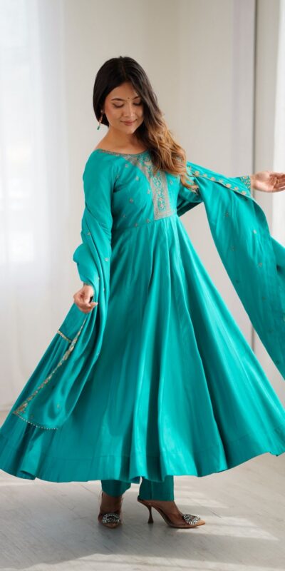 KB 288 Rama in Roman Shimmer Chanderi Silk Embroidery Work & Bead Work Salwar Suit . Grab it for ₹2399. Delivery 4-6 Working Days. Shop now. | Casual Suits, Jump Suits, Tops & Bottoms, Track Suits, Salwar suit, Creative suits, Designer Suits, Palazzo Suits, Party Wear Suits, Patiala Suits, Straight Suits, Trendy Wear