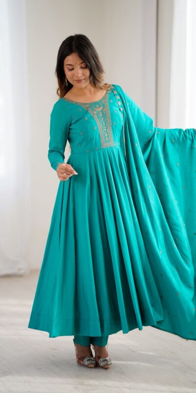 KB 288 Rama in Roman Shimmer Chanderi Silk Embroidery Work & Bead Work Salwar Suit . Grab it for ₹2399. Delivery 4-6 Working Days. Shop now. | Casual Suits, Jump Suits, Tops & Bottoms, Track Suits, Salwar suit, Creative suits, Designer Suits, Palazzo Suits, Party Wear Suits, Patiala Suits, Straight Suits, Trendy Wear