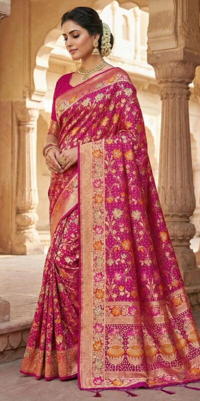Red Banarasi Silk Zari Work All Over Saree