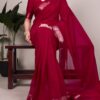 Red Poly Shimmer With Zari Work Saree