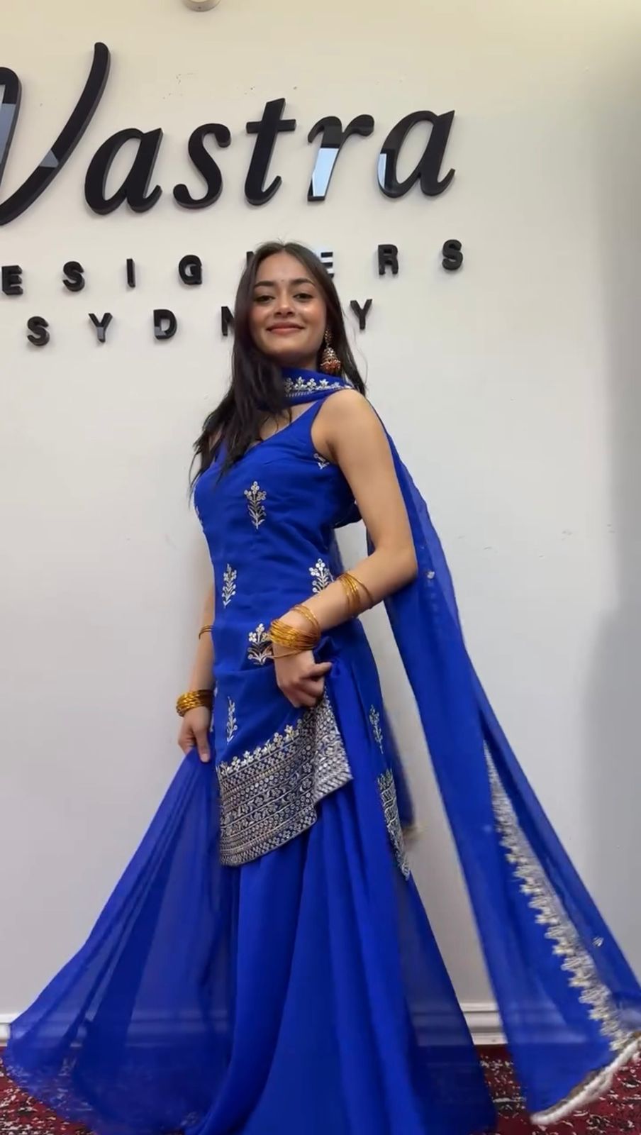 Royal Blue Faux Georgette Sequence Lace Work Salwar Suit