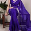 Royal Blue Poly Shimmer With Zari Work Saree