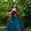 Teal Poly Cotton Lace Work Zari Lehenga Choli