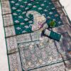 Teal Soft Banarasi Silk Lace Zari Work Saree