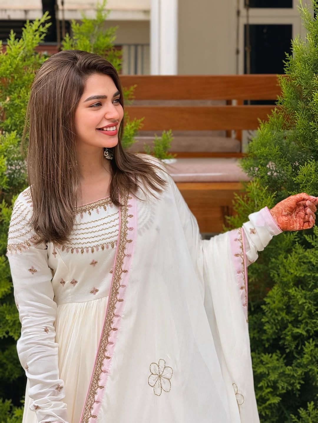 White Georgette Embroidery Work Gown - Image 4