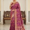 Wine Banarasi Silk Zari Work All Over Saree