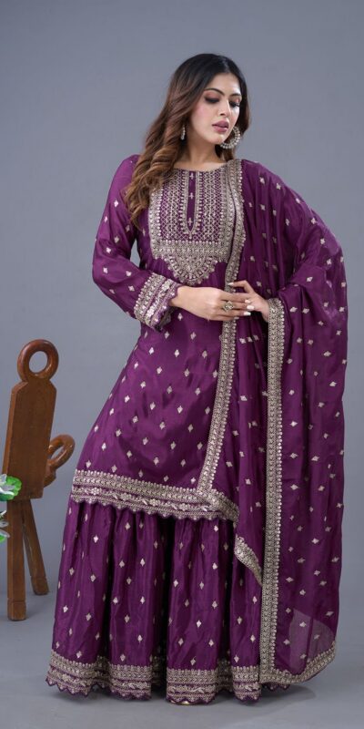 ZF 5006 Wine Color Chinon Silk Sequence Work Salwar Suit Casual, Wedding, Festive, Events . Expected Delivery 4-6 Working Days @2149/- only | Jump Suits, Salwar suit, Casual Suits, Creative suits, Designer Suits, Palazzo Suits, Party Wear Suits, Patiala Suits, Straight Suits