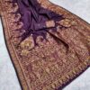 Wine Pashmina Silk Woven Motifs Saree