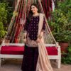 Wine Viscose Velvet Thread Sequence Work Salwar Suit