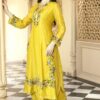 Yellow Faux Georgette Embroidery Lace Work Salwar Suit