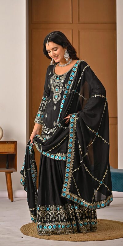 ND 5057 Black NC Vichitra Silk Salwar Suit with Embroidery Work. Special Price ₹2599. Delivery 4-6 Working Days. Shop now. | Jump Suits, Salwar suit, Casual Suits, Creative suits, Designer Suits, Palazzo Suits, Party Wear Suits, Patiala Suits, Straight Suits