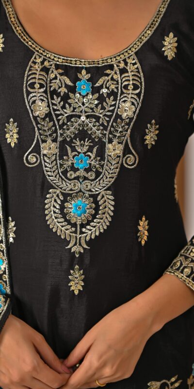 ND 5057 Black NC Vichitra Silk Salwar Suit with Embroidery Work. Special Price ₹2599. Delivery 4-6 Working Days. Shop now. | Jump Suits, Salwar suit, Casual Suits, Creative suits, Designer Suits, Palazzo Suits, Party Wear Suits, Patiala Suits, Straight Suits