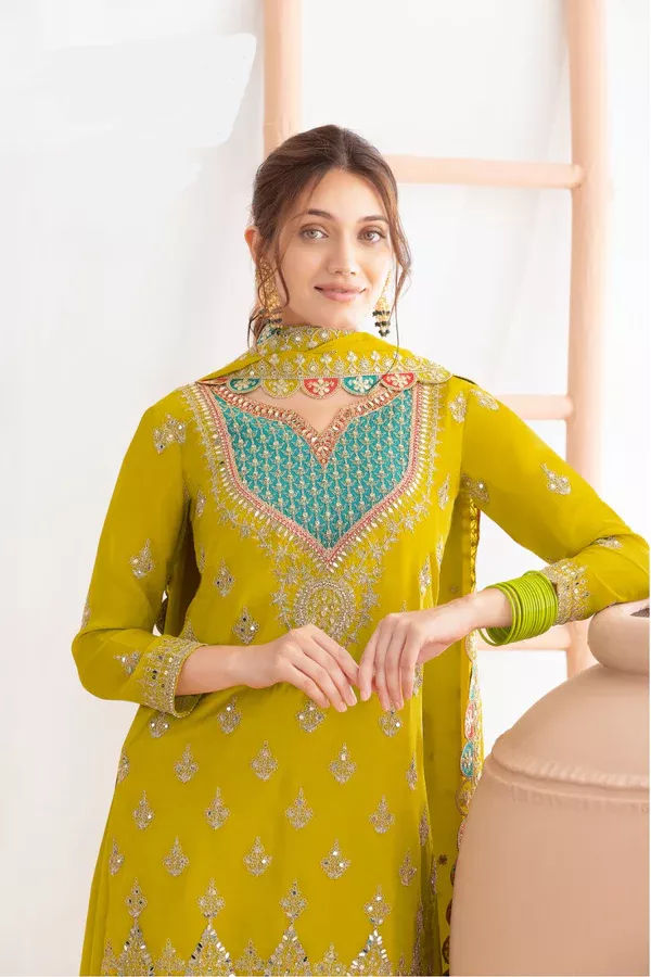 FC 725 Lime Yellow Chinon Salwar Suit Perfect for Wedding, Party, Ethnic Day, Makar Sankranti, Cultural Events – . Best Price ₹3049. Delivery 4-6 Working | Jump Suits, Salwar suit, Casual Suits, Creative suits, Designer Suits, Palazzo Suits, Party Wear Suits, Patiala Suits, Straight Suits