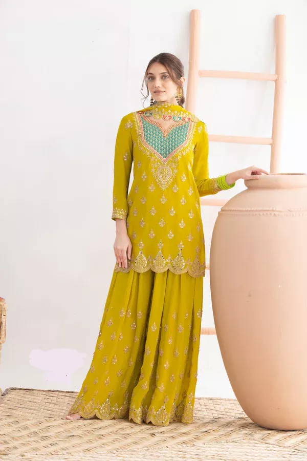 FC 725 Lime Yellow Chinon Salwar Suit Perfect for Wedding, Party, Ethnic Day, Makar Sankranti, Cultural Events – . Best Price ₹3049. Delivery 4-6 Working | Jump Suits, Salwar suit, Casual Suits, Creative suits, Designer Suits, Palazzo Suits, Party Wear Suits, Patiala Suits, Straight Suits