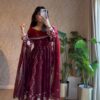 Maroon Fendy Silk Sequence Work Salwar Suit