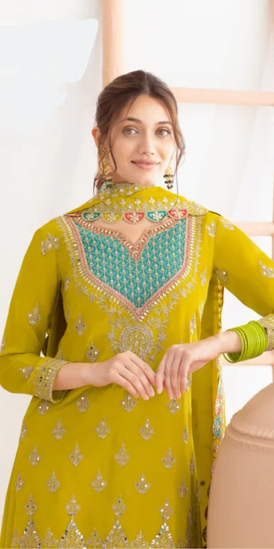 WW G 6000 Green Viscous Chinon Salwar Suit with Lace Work & Embroidery Work. Exclusive Offer ₹2499. Delivery 4-6 Working Days. Shop now. | Jump Suits, Salwar suit, Casual Suits, Creative suits, Designer Suits, Palazzo Suits, Party Wear Suits, Patiala Suits, Straight Suits
