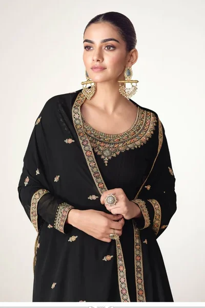 FC 10128 Black Color Blooming Georgette Embroidery Work Salwar Suit . Introductory Price ₹3449. Delivery 4-6 Working Days. Shop now. | Jump Suits, Salwar suit, Casual Suits, Creative suits, Designer Suits, Palazzo Suits, Party Wear Suits, Patiala Suits, Straight Suits
