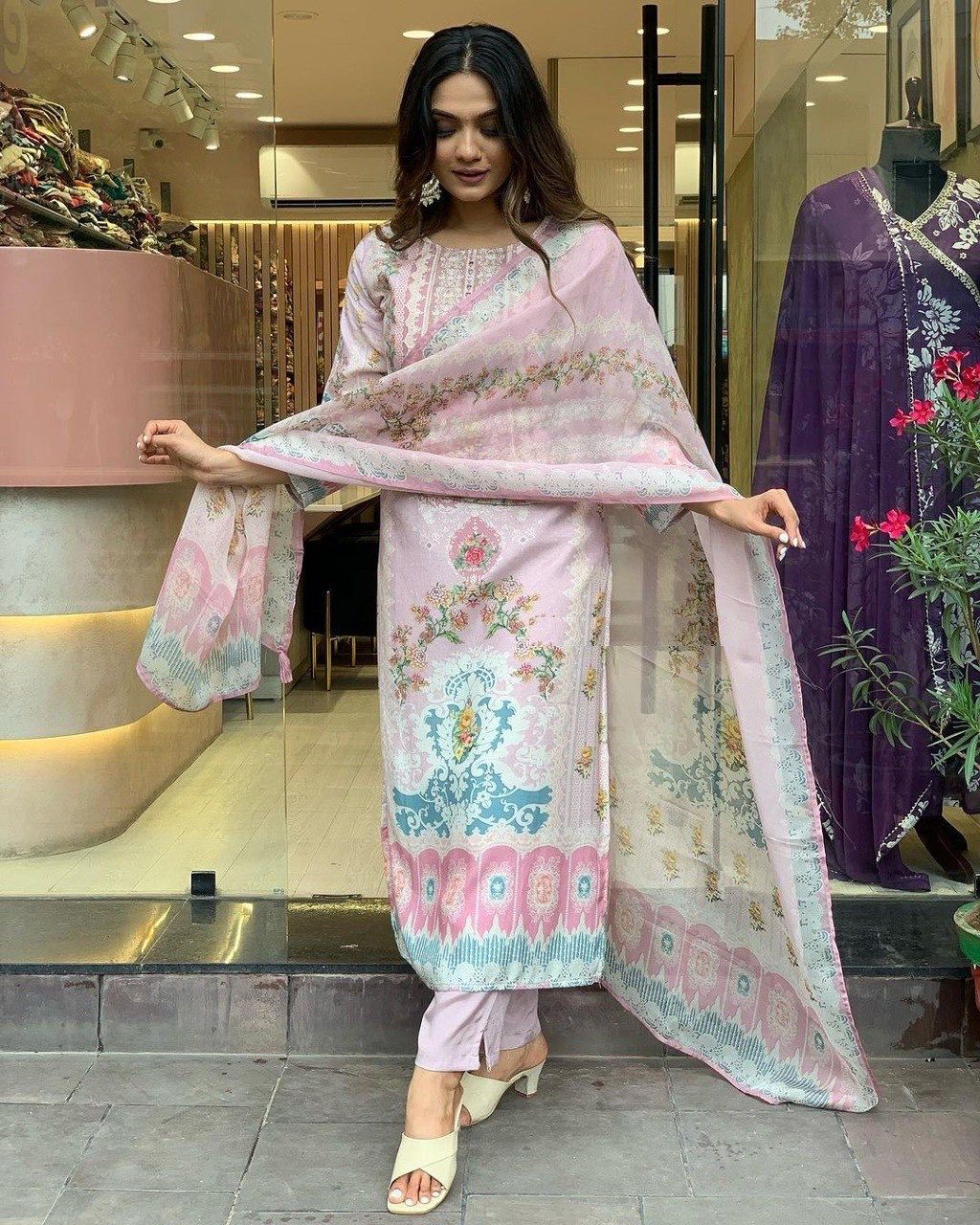 DC G22 Light Pink in Maslin Digital Print Salwar Suit . Wedding, Party, Festive, Events, Introductory Price ₹1749. Delivery 4-6 Working Days. Shop now. | Jump Suits, Salwar suit, Casual Suits, Creative suits, Designer Suits, Palazzo Suits, Party Wear Suits, Patiala Suits, Straight Suits