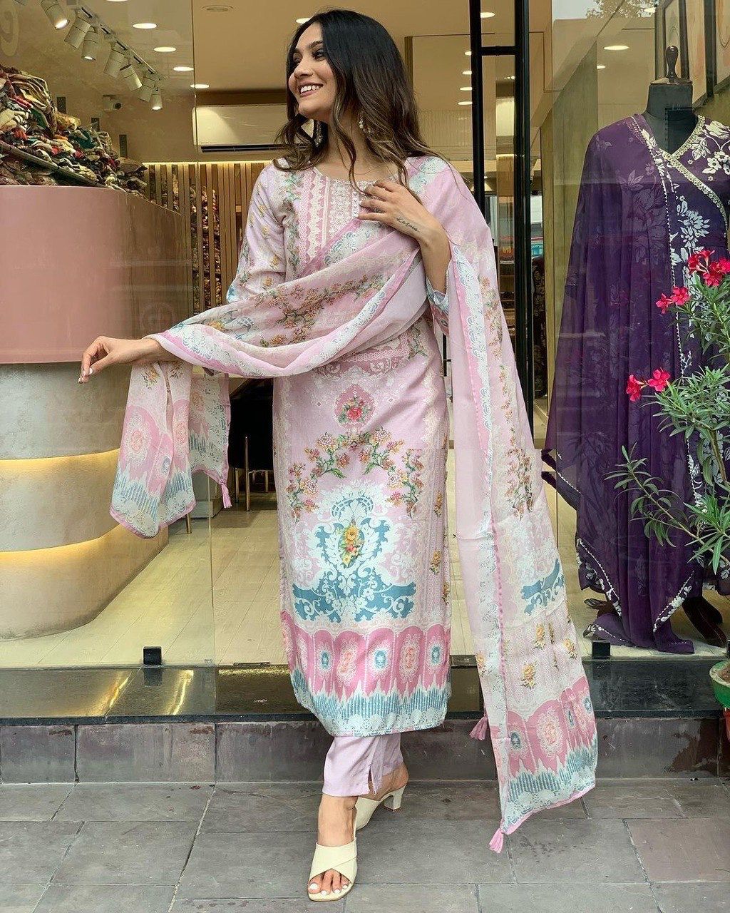 DC G22 Light Pink in Maslin Digital Print Salwar Suit . Wedding, Party, Festive, Events, Introductory Price ₹1749. Delivery 4-6 Working Days. Shop now. | Jump Suits, Salwar suit, Casual Suits, Creative suits, Designer Suits, Palazzo Suits, Party Wear Suits, Patiala Suits, Straight Suits