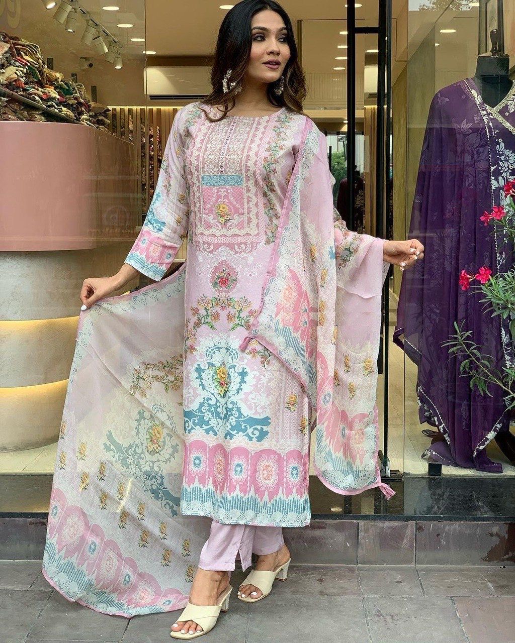 DC G22 Light Pink in Maslin Digital Print Salwar Suit . Wedding, Party, Festive, Events, Introductory Price ₹1749. Delivery 4-6 Working Days. Shop now. | Jump Suits, Salwar suit, Casual Suits, Creative suits, Designer Suits, Palazzo Suits, Party Wear Suits, Patiala Suits, Straight Suits