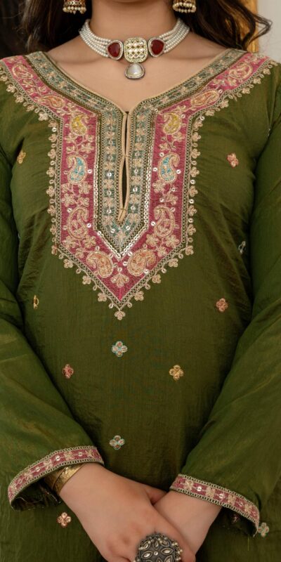 WW 6007 Mehendi Vichitra Silk Salwar Suit with Embroidery Work. Wedding, Party, Festive, Events, Grab it for ₹2599. Delivery 4-6 Working Days. Shop now. | Jump Suits, Salwar suit, Casual Suits, Creative suits, Designer Suits, Palazzo Suits, Party Wear Suits, Patiala Suits, Straight Suits