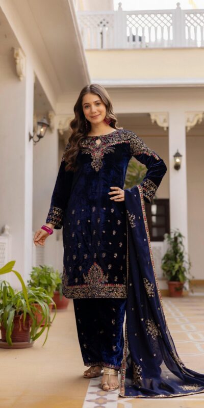 ST 1164 Navy Blue 9000 Velvet Salwar Suit Perfect for Wedding, Party, Family Gatherings, Ethnic Day, Holi – . Best Price ₹2149. Delivery 4-6 Working Days. | Jump Suits, Salwar suit, Casual Suits, Creative suits, Designer Suits, Palazzo Suits, Party Wear Suits, Patiala Suits, Straight Suits