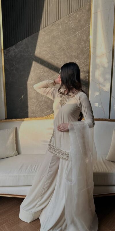 NF 1269 Off White Korean Satin Silk Salwar Suit with Lace Work & Embroidery Work. Exclusive Offer ₹2149. Delivery 4-6 Working Days. Shop now. | Jump Suits, Salwar suit, Casual Suits, Creative suits, Designer Suits, Palazzo Suits, Party Wear Suits, Patiala Suits, Straight Suits