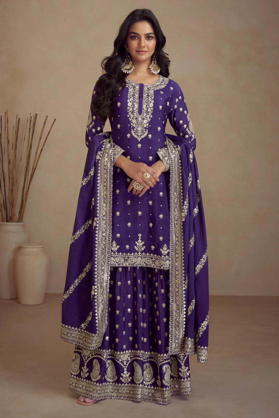 FC 7466 Purple Chinon Silk Salwar Suit with Embroidery Work & Lace Work. Affordable Price ₹2599. Delivery 4-6 Working Days. Shop now. | Jump Suits, Salwar suit, Casual Suits, Creative suits, Designer Suits, Palazzo Suits, Party Wear Suits, Patiala Suits, Straight Suits