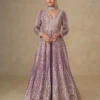 Purple Chinon Silk Embroider Work Salwar Suit