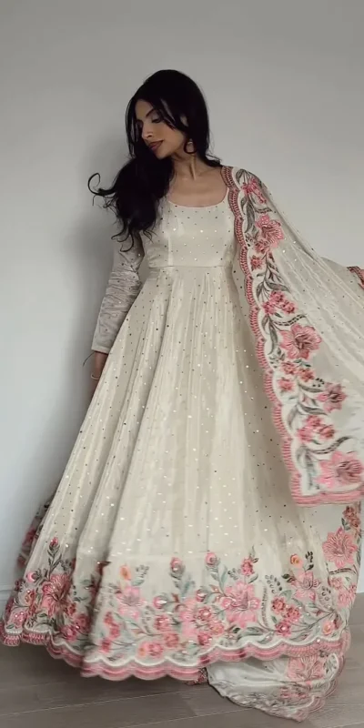 RTC 5873 White Color Chinon Silk Salwar Suit with Designer Work. Exclusive Offer ₹2449. Delivery 4-6 Working Days. Shop now. | Jump Suits, Salwar suit, Casual Suits, Creative suits, Designer Suits, Palazzo Suits, Party Wear Suits, Patiala Suits, Straight Suits