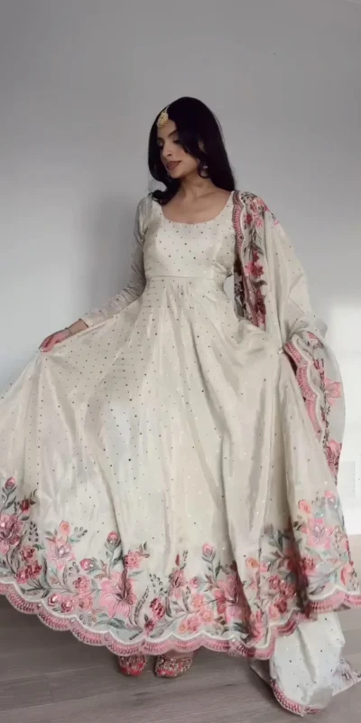 RTC 5873 White Color Chinon Silk Salwar Suit with Designer Work. Exclusive Offer ₹2449. Delivery 4-6 Working Days. Shop now. | Jump Suits, Salwar suit, Casual Suits, Creative suits, Designer Suits, Palazzo Suits, Party Wear Suits, Patiala Suits, Straight Suits