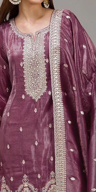 Alternative view of Super Onion Gold Crush Embroidery Work Salwar Suit