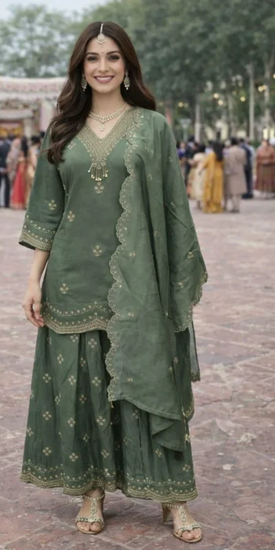 FC  4261 Green Color Roman Silk Salwar Suit with Embroidery Work. Available at ₹2549 only. Delivery 4-6 Working Days. Shop now. | Jump Suits, Salwar suit, Casual Suits, Creative suits, Designer Suits, Palazzo Suits, Party Wear Suits, Patiala Suits, Straight Suits