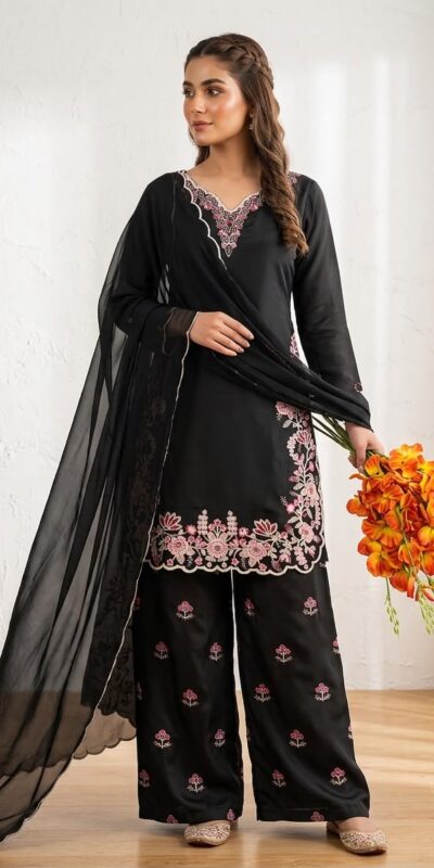 ND 5067 Black Vichitra Silk Salwar Suit with Embroidery Work. Wedding, Party, Festive, Events, Grab it for ₹2399. Delivery 4-6 Working Days. Shop now. | Jump Suits, Salwar suit, Casual Suits, Creative suits, Designer Suits, Palazzo Suits, Party Wear Suits, Patiala Suits, Straight Suits