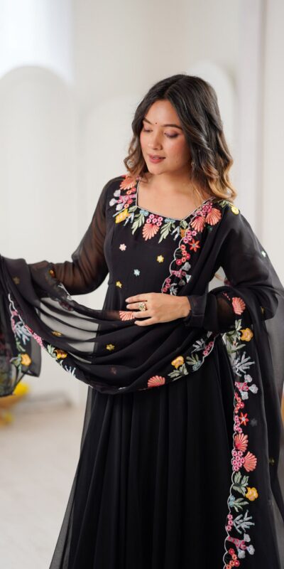 NSR 901 Black Faux Georgette Salwar Suit with Lace Work & Embroidery Work. Introductory Price ₹2099. Delivery 4-6 Working Days. Shop now. | Jump Suits, Salwar suit, Casual Suits, Creative suits, Designer Suits, Palazzo Suits, Party Wear Suits, Patiala Suits, Straight Suits