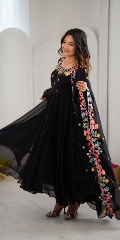 NSR 901 Black Faux Georgette Salwar Suit with Lace Work & Embroidery Work. Introductory Price ₹2099. Delivery 4-6 Working Days. Shop now. | Jump Suits, Salwar suit, Casual Suits, Creative suits, Designer Suits, Palazzo Suits, Party Wear Suits, Patiala Suits, Straight Suits