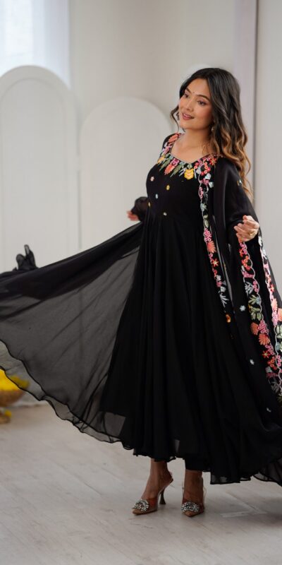 NSR 901 Black Faux Georgette Salwar Suit with Lace Work & Embroidery Work. Introductory Price ₹2099. Delivery 4-6 Working Days. Shop now. | Jump Suits, Salwar suit, Casual Suits, Creative suits, Designer Suits, Palazzo Suits, Party Wear Suits, Patiala Suits, Straight Suits