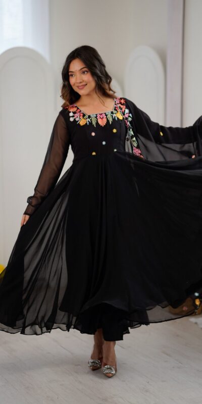 NSR 901 Black Faux Georgette Salwar Suit with Lace Work & Embroidery Work. Introductory Price ₹2099. Delivery 4-6 Working Days. Shop now. | Jump Suits, Salwar suit, Casual Suits, Creative suits, Designer Suits, Palazzo Suits, Party Wear Suits, Patiala Suits, Straight Suits