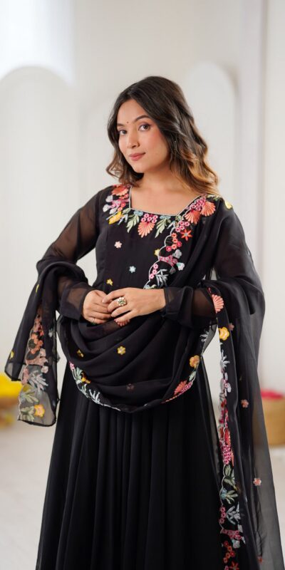 NSR 901 Black Faux Georgette Salwar Suit with Lace Work & Embroidery Work. Introductory Price ₹2099. Delivery 4-6 Working Days. Shop now. | Jump Suits, Salwar suit, Casual Suits, Creative suits, Designer Suits, Palazzo Suits, Party Wear Suits, Patiala Suits, Straight Suits