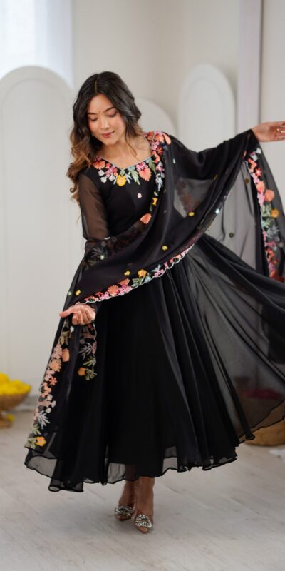 NSR 901 Black Faux Georgette Salwar Suit with Lace Work & Embroidery Work. Introductory Price ₹2099. Delivery 4-6 Working Days. Shop now. | Jump Suits, Salwar suit, Casual Suits, Creative suits, Designer Suits, Palazzo Suits, Party Wear Suits, Patiala Suits, Straight Suits